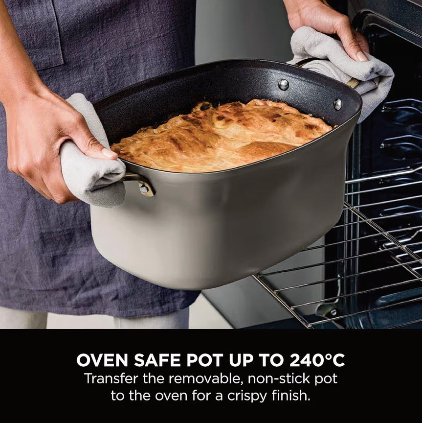Foodi PossibleCooker, 8-in-1 Slow Cooker with Removable Non-Stick Pot, Steaming Rack, Integrated Spoon & Glass Lid, Slow Cook, Sear, Braise, Steam & more, 8L, Stone Gold, MC1001UKSTGD