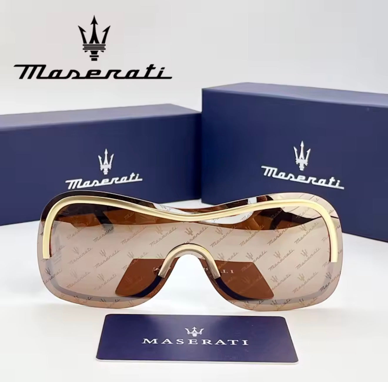 MASERATI Sunglasses New Fashion goggles Stylish Unframed Metal rimmed Shades for Men Women Cool Pose Trendy Design 10785