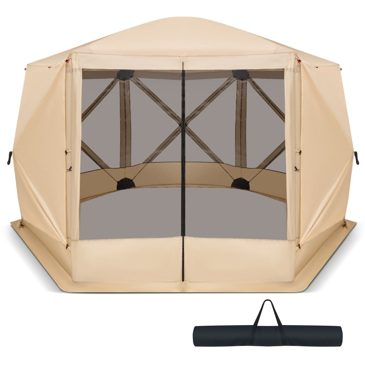 6-Sided Instant Setup Camping Gazebo with Portable Carrying Bag