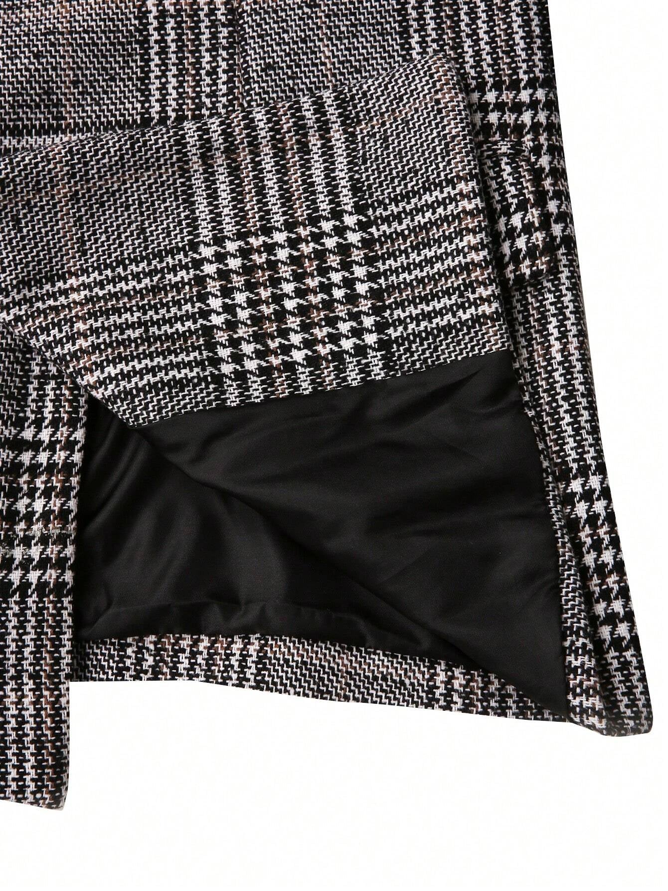 Manfinity Mode Men'S Plaid Double-Breasted Suit Jacket and Pants Set,Fall and Winter Men Clothes,Two Pieces Outfits