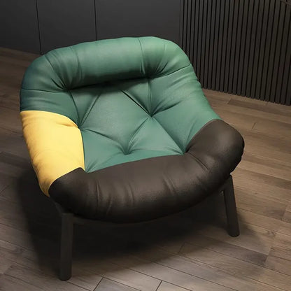 Lazy Cowhide High Rebound Sofa Chair Single Person Light Luxury Lazy Sofa Chair Italian Minimalist Living Room Leisure Chair