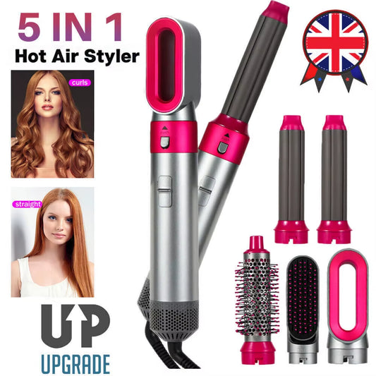 5-in-1 Professional Hair Dryer Brush and Styling Tool: Volumizer, Curler, and Straightener