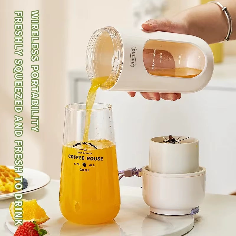 Portable Multi-Function USB Wireless Juicer 12-Blade Head Fast Juice Extraction 2600Mah Capacity Indoor and Outdoor Mixing Cup