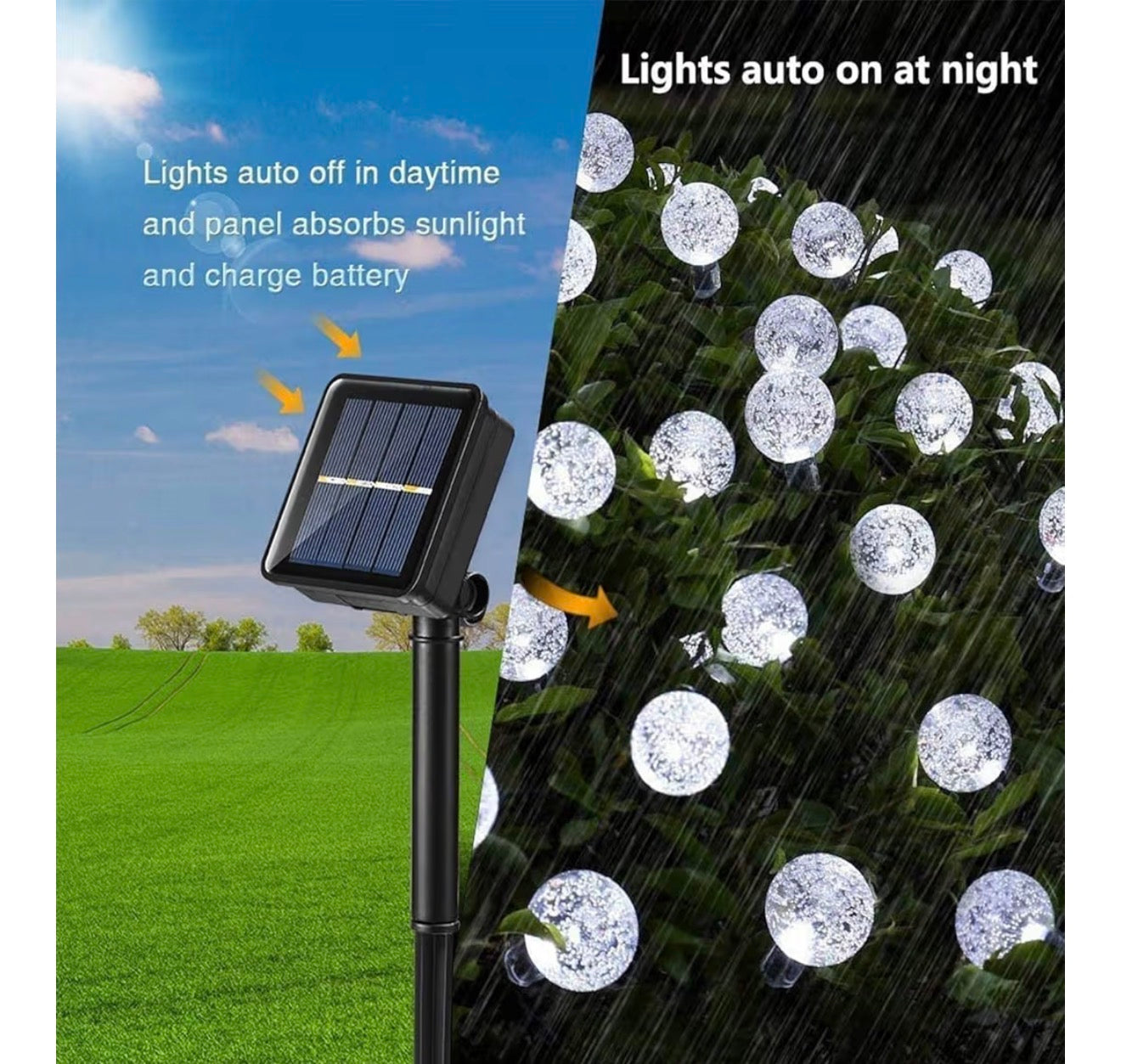 Solar Garden String Lights 100 LED Crystal Ball Fairy Lights 17m