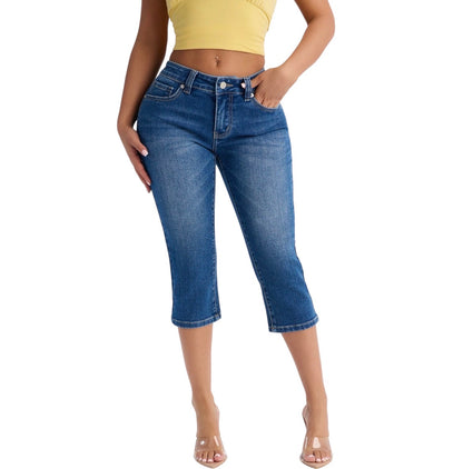 Delete My Number Low Rise Skinny Capri Jeans Dark Wash