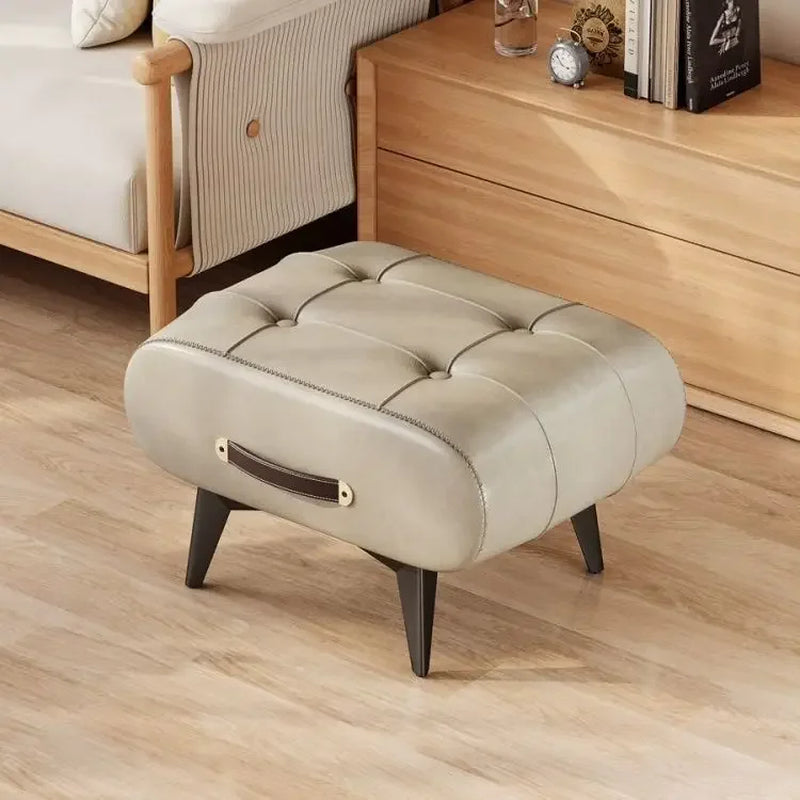 Shoe Changing Stool, Doorstep, Living Room Soft Bag, Minimalist Sofa, Footstool, Light Luxury Leather Art, Low Stool
