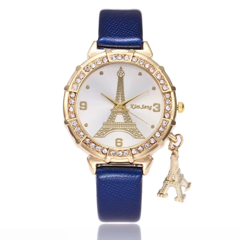 2020 Women's Fashion Quartz Watches with Faux Leather Strap - Paris Eiffel Tower Design, Ideal Gift for Her