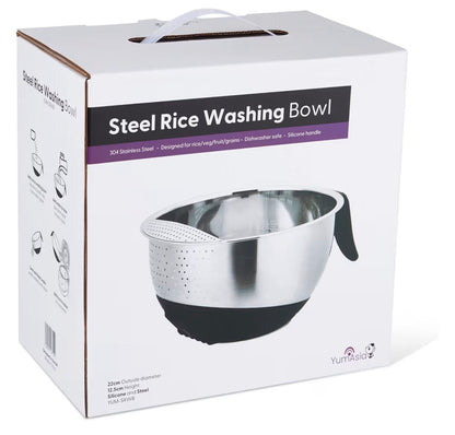 Yum Asia 304 Stainless Steel Rice Washing Bowl 22cm Silicone Base