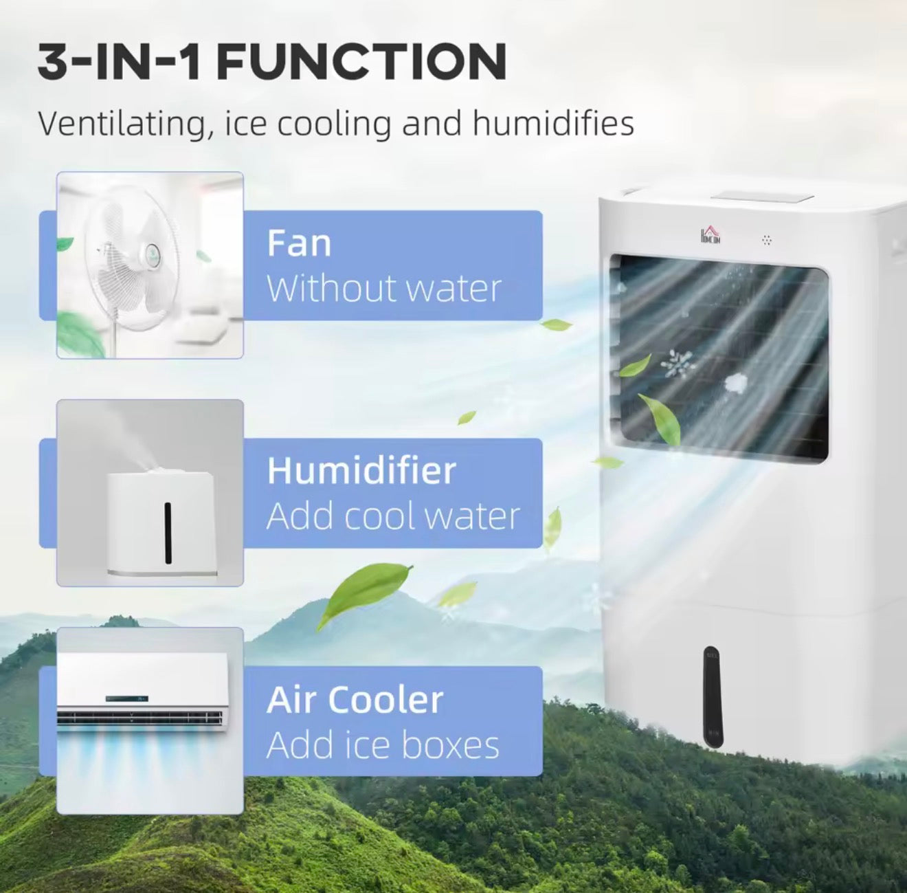 3-in-1 Evaporative Mobile Air Cooler for Home and Office
