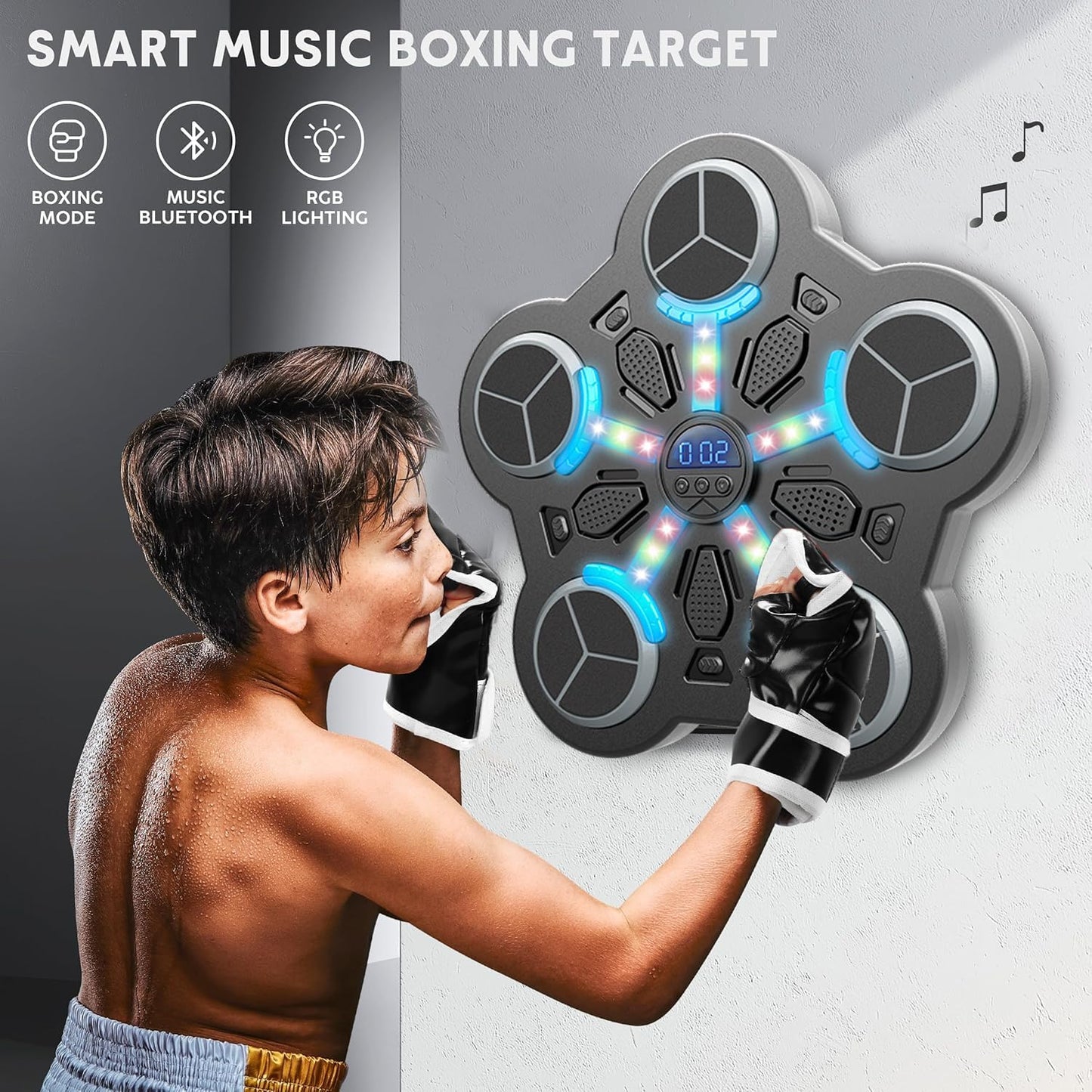 Music Boxing Machine,Boxing Machine Wall Mounted,Smart Music Boxing Machine with Boxings Gloves,Musical Boxings Equipment Punching Machines,Wall Target Training for Adult Kid Home Exercises