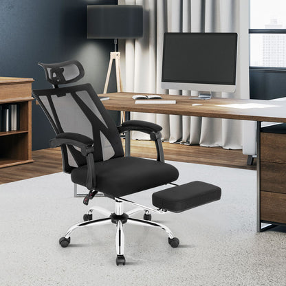 Ergonomic Mesh Office Chair with Adjustable Recline and Retractable Footrest