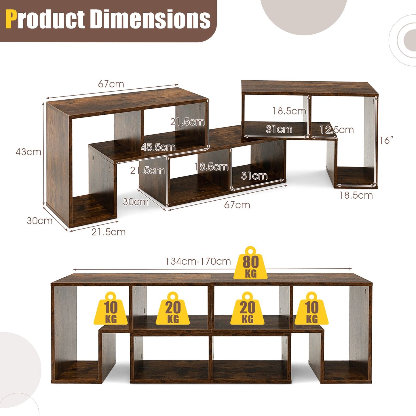 Stylish and Versatile Convertible TV Stand Set - Accommodates Screens up to 65 Inches