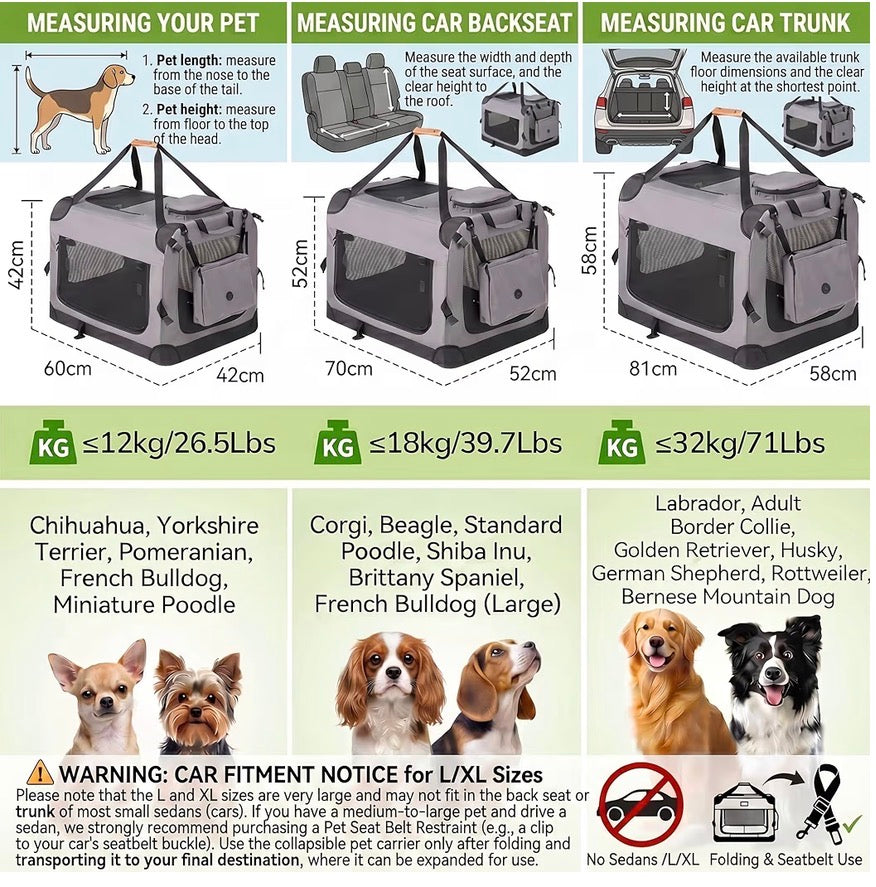 Morpilot Foldable Pet Carrier Large Dog Cat Travel Bag