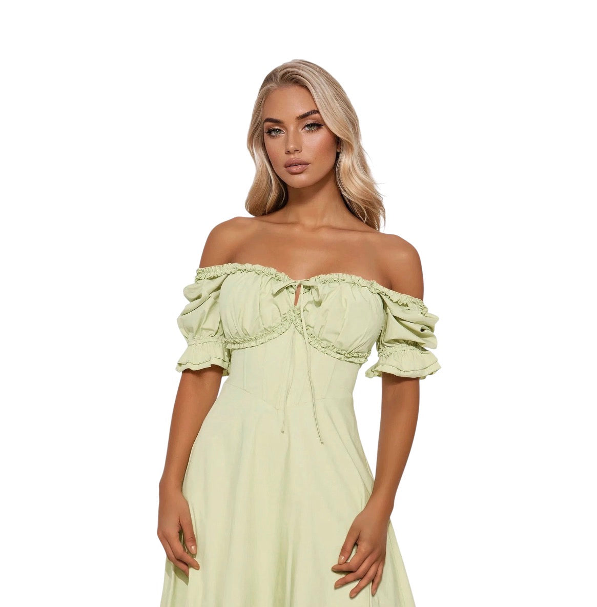 Ellsie Off Shoulder Midi Dress Sage