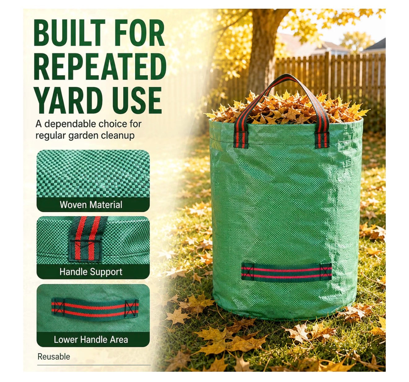 Singwow 500L Garden Waste Bags 2 Pack Heavy Duty Reusable Sacks
