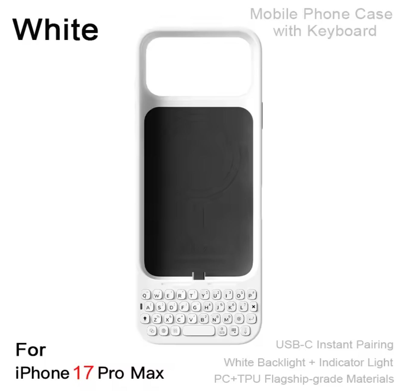 MetaKey Mobile Phone Case With Keyboard PU TPU with Magnetic Support 37 Keys Mini Phone Keyboard For iPhone 16Pro Max 17 Pro Max