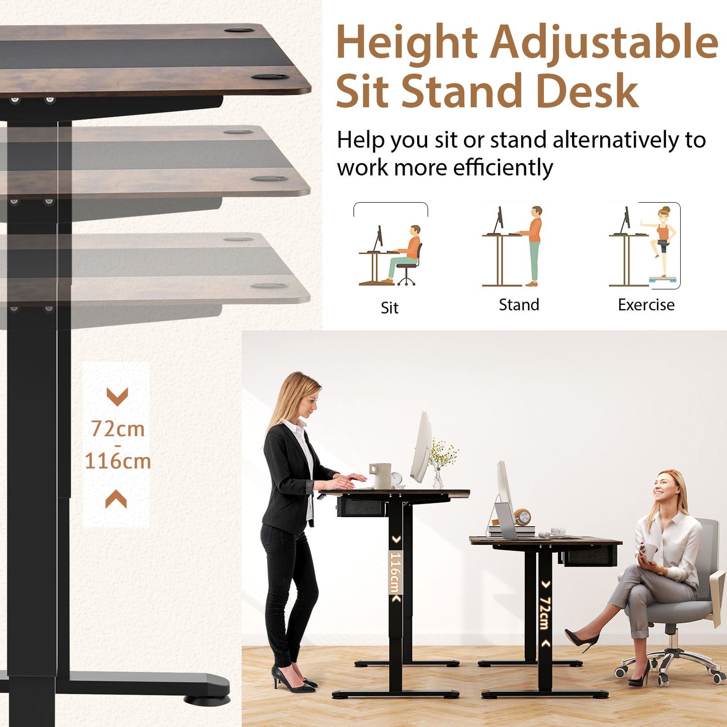 Electric Height-Adjustable Standing Desk with Integrated USB Charging: Enhance Your Workspace Comfort and Productivity