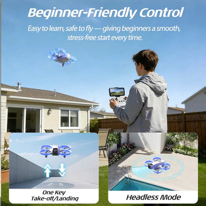 Mini Drone for Kids with 1080P Adjustable Camera, Optical Flow Hover, Gesture Control & Trajectory Flight, 3 Speed Modes, Altitude Hold, 360° Flips, Indoor RC Toy Drone for Boys & Girls 6–12