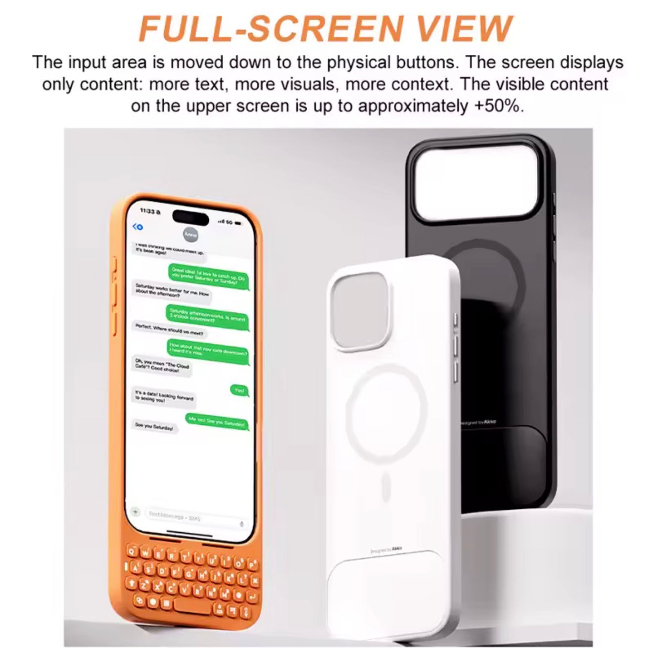 MetaKey Mobile Phone Case With Keyboard PU TPU with Magnetic Support 37 Keys Mini Phone Keyboard For iPhone 16Pro Max 17 Pro Max