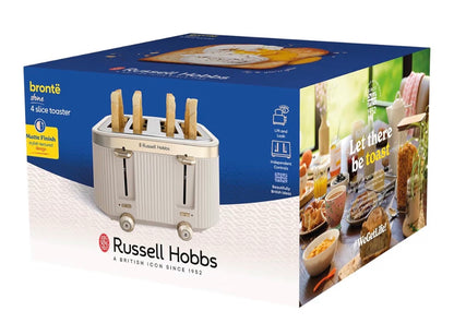 Russell Hobbs 4 Slice Toaster [1960W, Frozen/Cancel/Reheat function with Indicator light] Brontë Stone (Extra wide slots, 6 Browning levels, Lift & Look function, Lift high feature) 26771