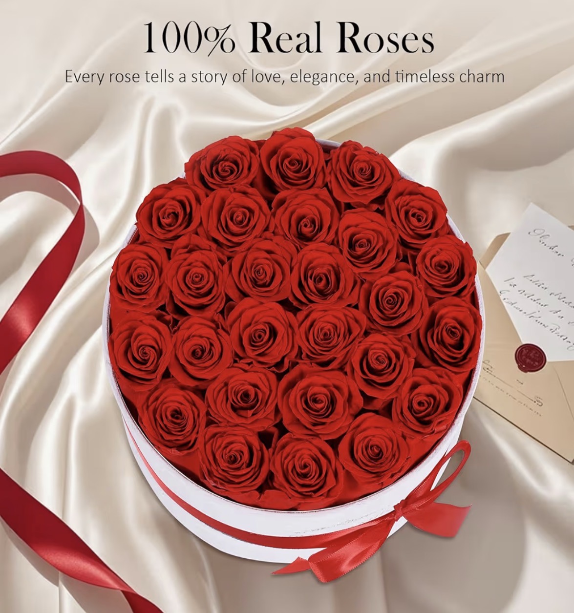 27 Preserved Roses in Suede Box - Eternal Red Rose for Her, Fresh Forever Flowers Gifts for Woman Wife Girlfriend on Valentine's Day, Birthday, Anniversary, Mother's Day
