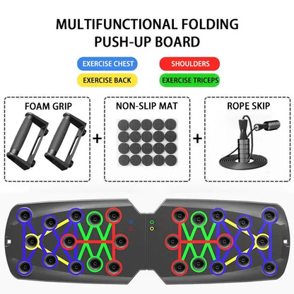 Adjustable Multi-Functional Folding Push-Up Board for Comprehensive Chest, Abdomen, and Back Muscle Training