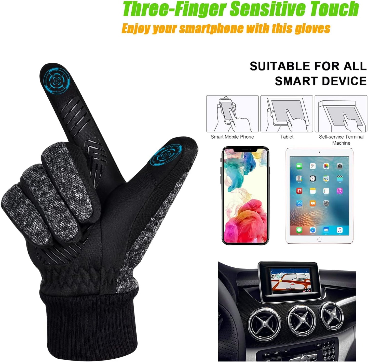 3M Thinsulate Winter Gloves - Men & Women, -10°F Thermal, Touchscreen, Anti-Slip, Cycling, Skiing, Running, Hiking, Driving, Outdoor Sports