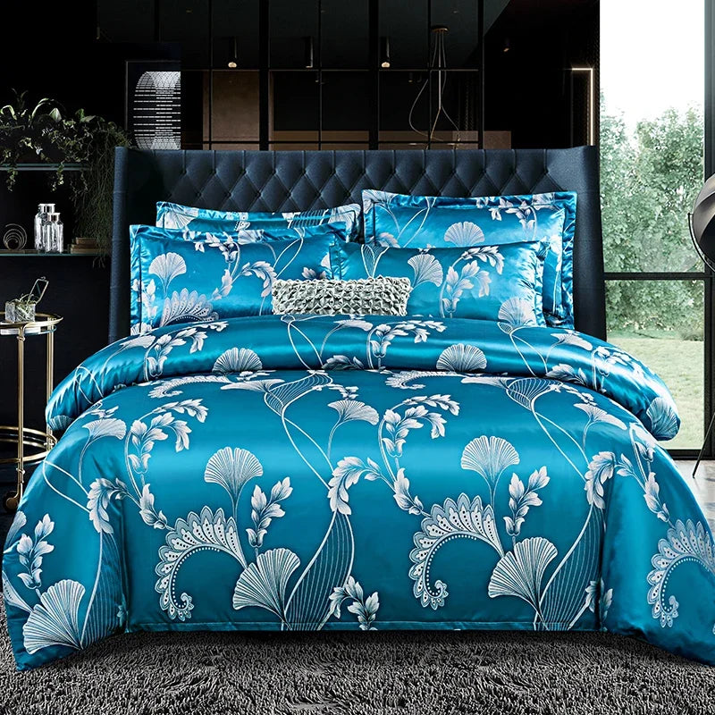 3Pcs Duvet Cover and Pillow Case Set No Filling,European Light Luxury Type Skin-Friendly Soft Fabric,For Family Bedroom Bedding