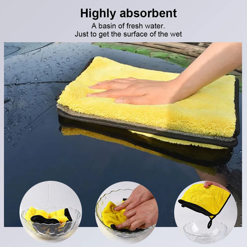 Microfiber Car Wash Towel - 30x30 cm Hemmed Drying Cloth for Vehicle Detailing and Care