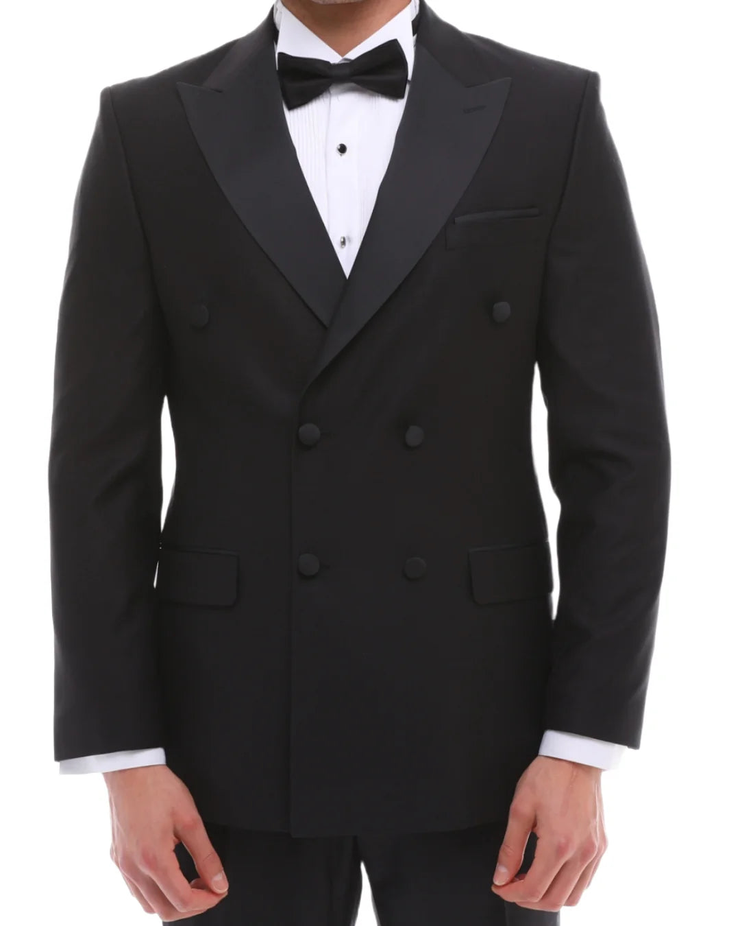 Men'S ANTIQUE Black Double Breasted Suit - Black Tuxedo