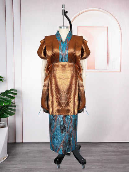 African Clothes for Women 2 PCS Sets Tops and Skirts Suits Dashiki Ankara Turkey Outfits Gown plus Size Wedding Party Dresses