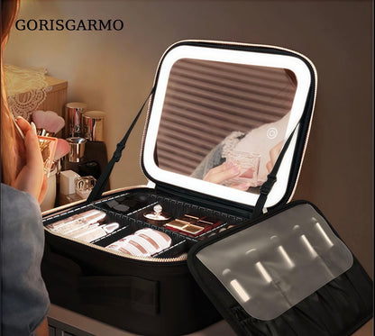 GORISGARMO Travel Makeup Bag with LED Mirror