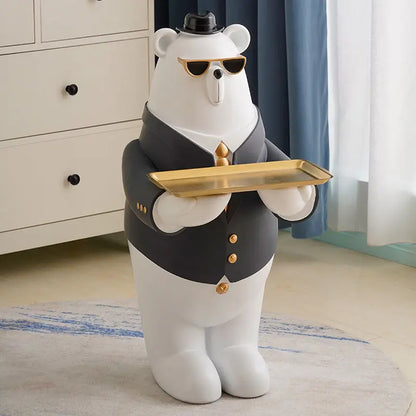 Modern Multi-Function Bear Statue Sculpture Living Room Decoration Large Storage Tray Crafts Ornaments Home Accessories Creative