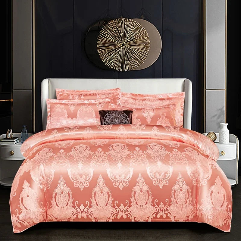 3Pcs Duvet Cover and Pillow Case Set No Filling,European Light Luxury Type Skin-Friendly Soft Fabric,For Family Bedroom Bedding