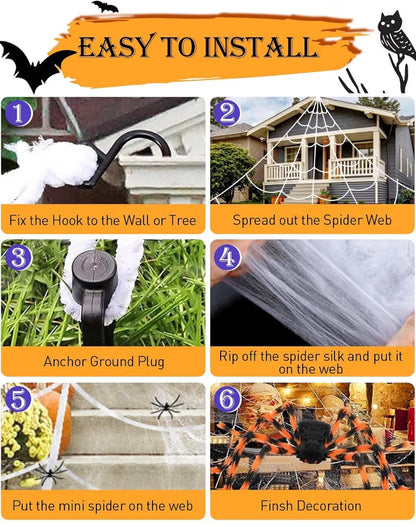 Halloween Decorations Set | Orange Spider Balloons, Banners & Streamers