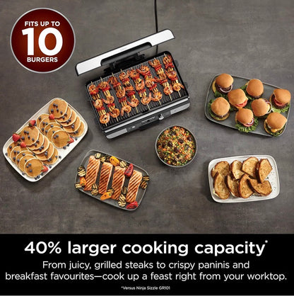Ninja Sizzle Pro XL Indoor Grill & Flat Plate GX101UK Silver Black