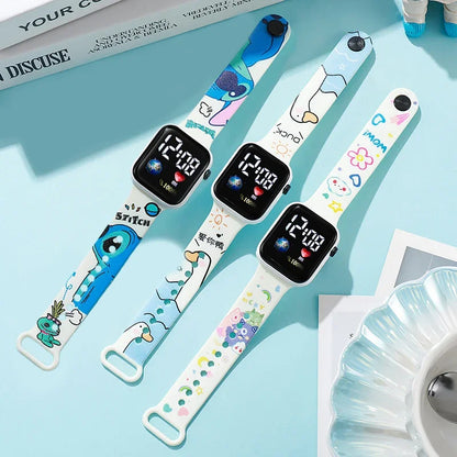 Disney Anime Figures Stitch Watches Children Wrist Strap Sports Intelligent Wristwatch Waterproof Kids Toys Electronic Bracelet