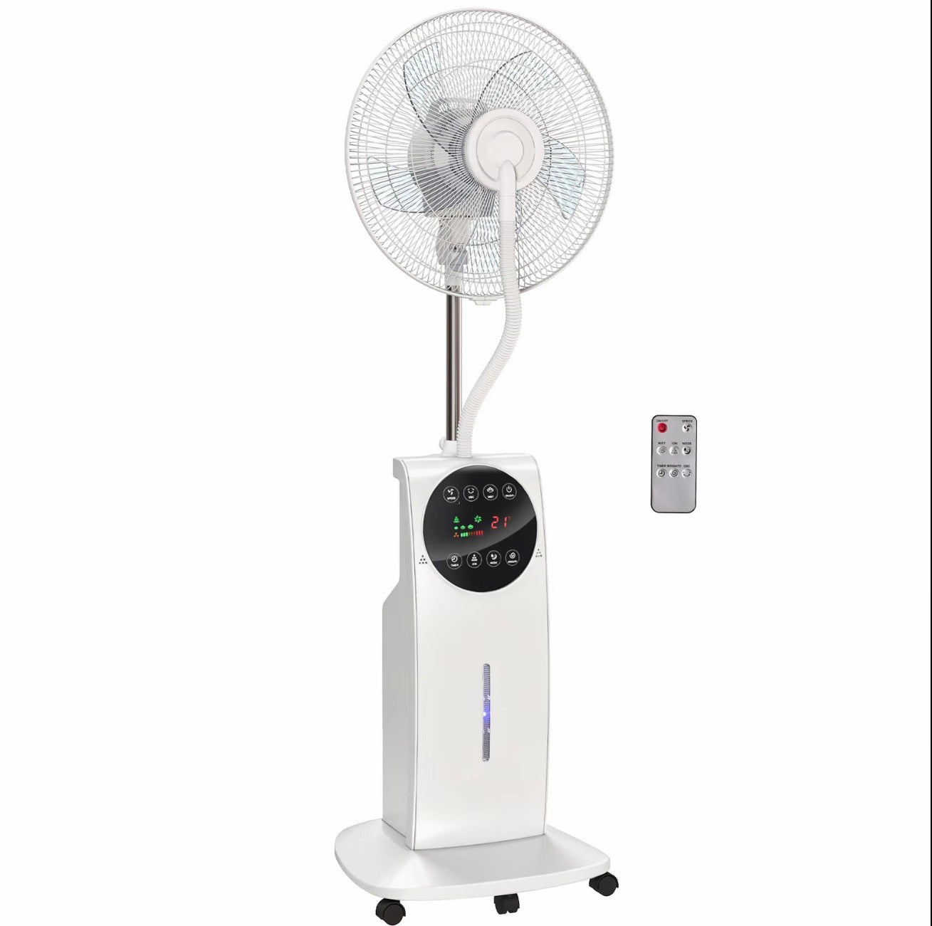 HOMCOM Pedestal Fan with Water Mist Spray 3.1L Tank