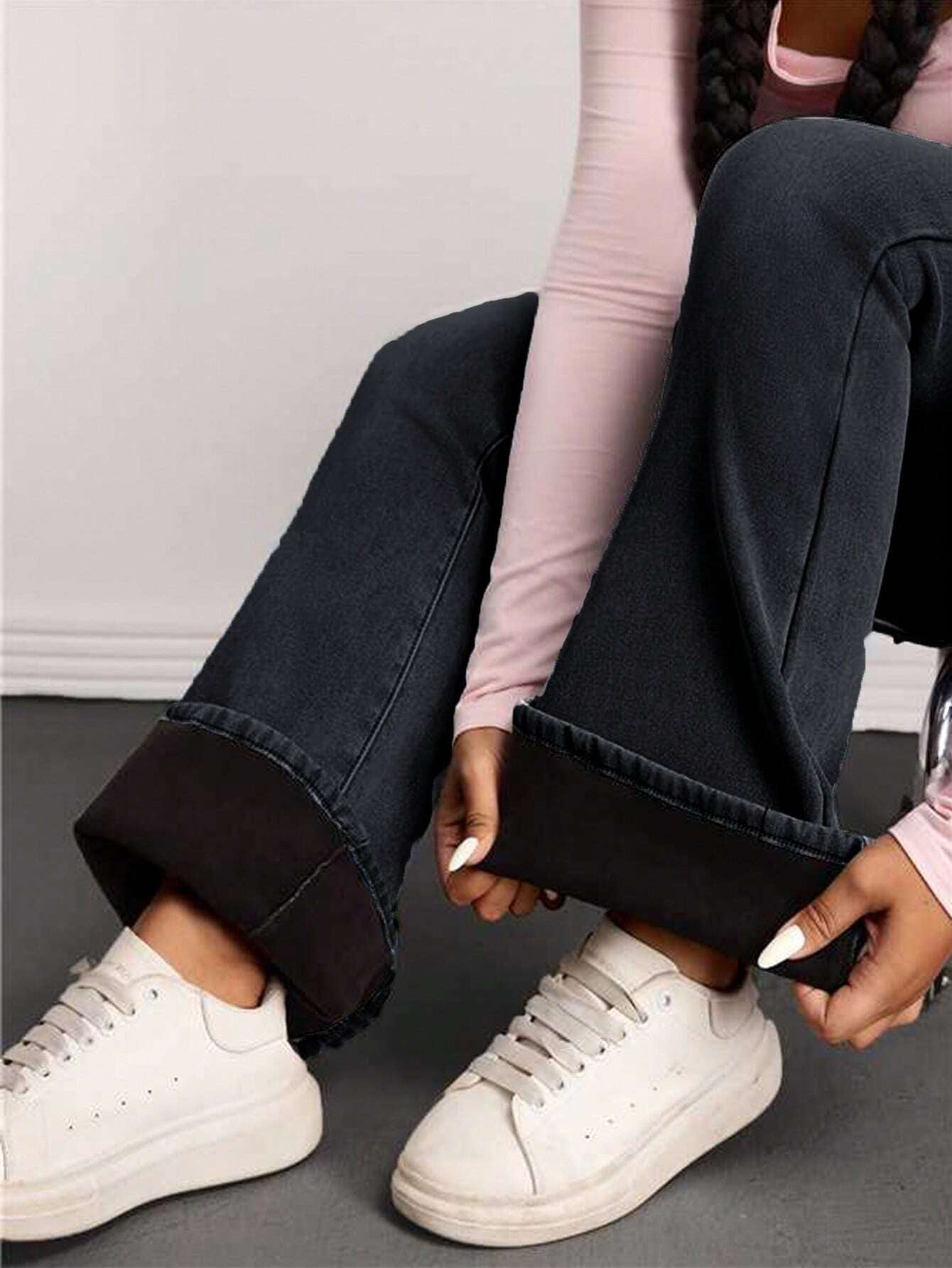 ICON Plus Size Women's Distressed Flared Jeans