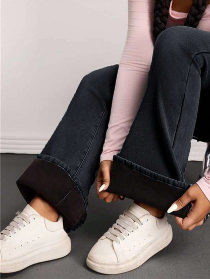 ICON Plus Size Women's Distressed Flared Jeans