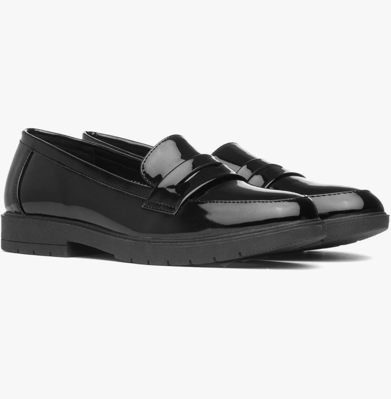 Lilley Women’s Black Patent Slip-On Loafer Shoes