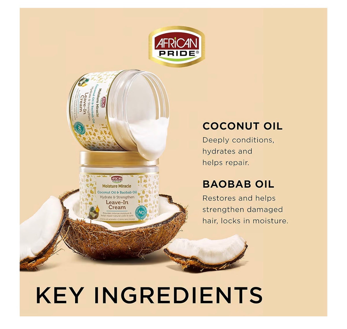 African Pride Moisture Miracle Leave-In Cream 15 oz | Coconut & Baobab