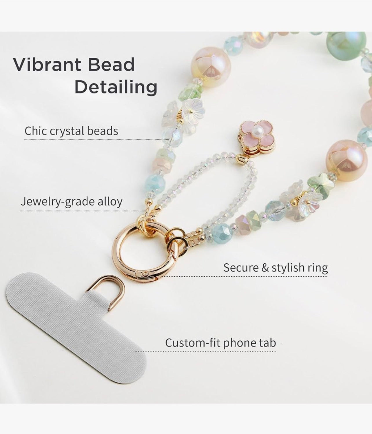 Phone Charm Wrist Strap for Women Detachable Anti-Theft Phone Lanyard