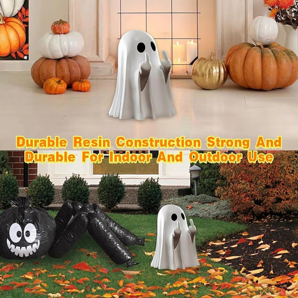 2-Piece Funny Middle Finger Ghost Halloween Decorations