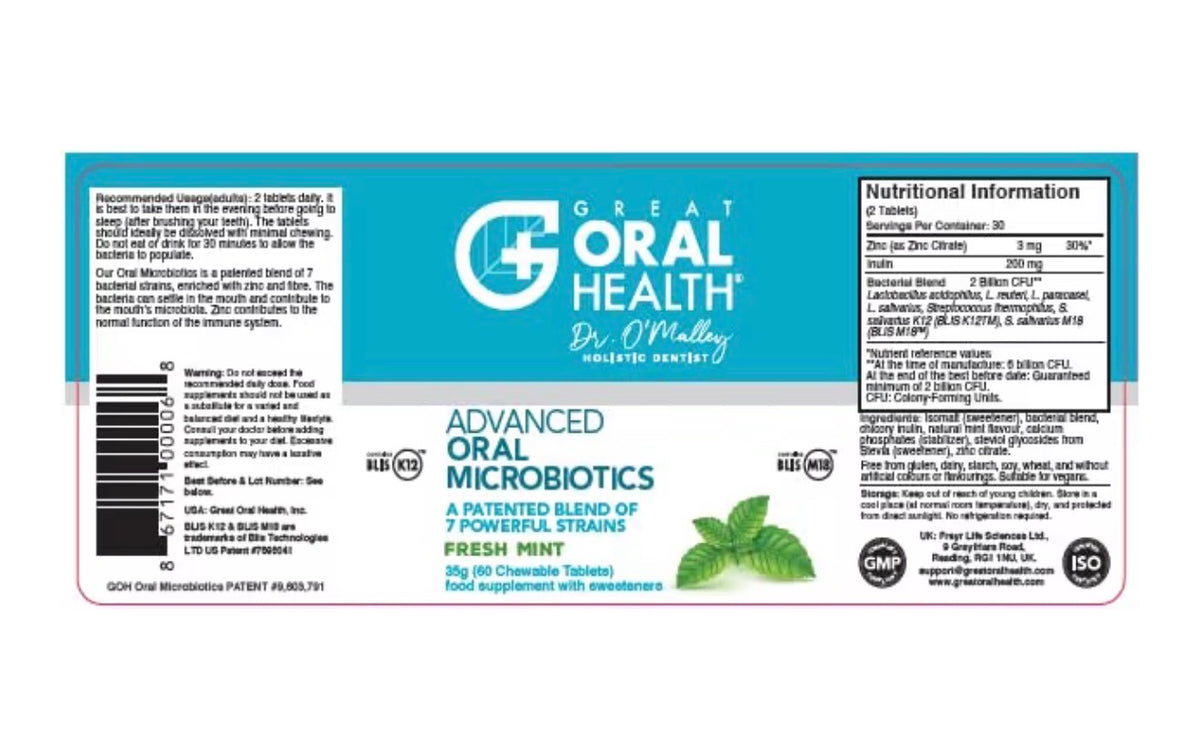 Oral Probiotics for Bad Breath Adults 7 Strain Dental Probiotic 60 Tablets