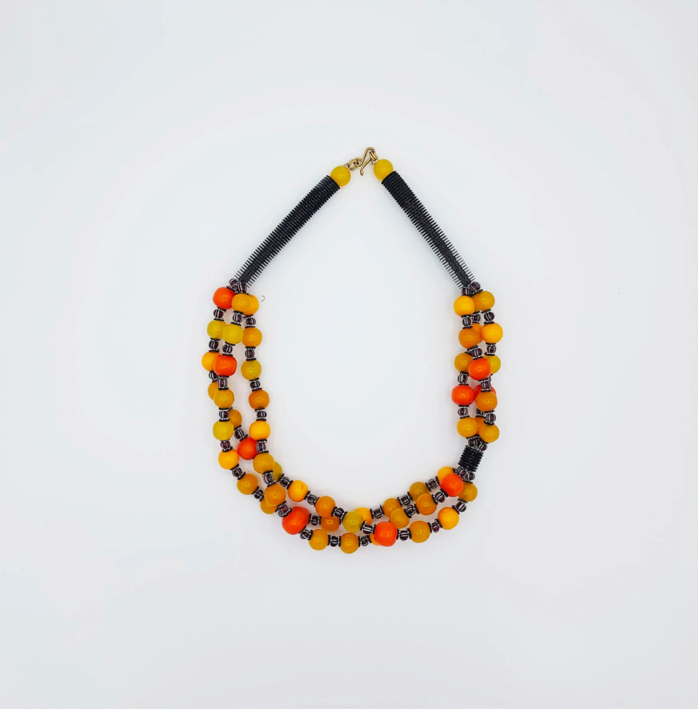 Mwinda Orange Glass Handmade Necklace