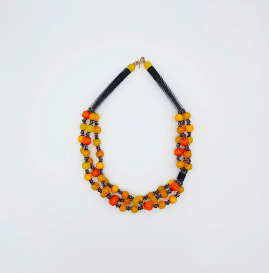 Mwinda Orange Glass Handmade Necklace