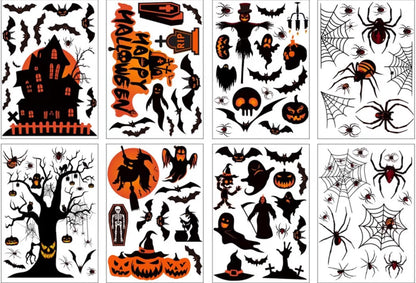 8 Sheets Reusable Halloween Window Stickers – Bats, Ghosts & Pumpkins | Minja Superstore