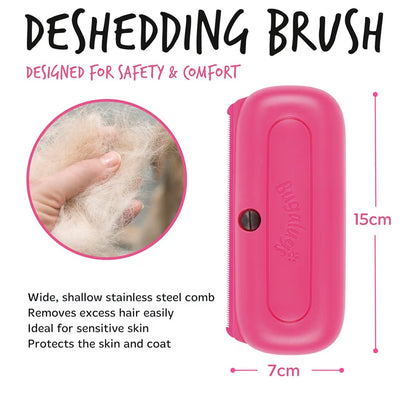 Bugalugs Deshedding Brush for Dogs Cats & Horses