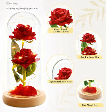 ADAZ Galaxy Rose Gift for Her,Light Up Rose Flowers for Women/Wife/Mother/Girlfriend,Artificial Flower Rose in Glass Dome Present for Valentines Day,Christmas,Birthday,Anniversary